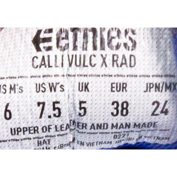 Etnies Calli Vulc x RAD Low Top Sneaker Shoes Blue/Red/White Women's 7.5 - Picture 9 of 9